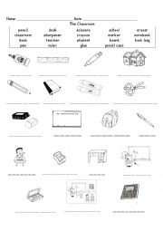 English Worksheet: Classroom Objects