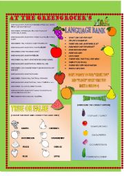 English Worksheet: AT THE GREENGROCERS + KEY