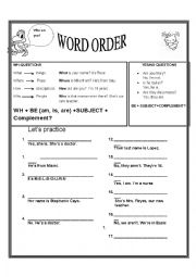 English Worksheet: Word order