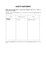 English Worksheet: Safety equipment