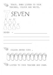 English Worksheet: number 7