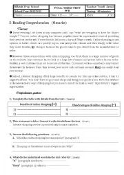 English Worksheet: 9th form end of term test 2