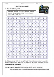 English Worksheet: FAIRTRADE word search