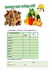 English Worksheet: fruit and vegetables