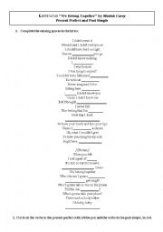 English Worksheet: Present Perfect and Past Simple listening worksheet (song)