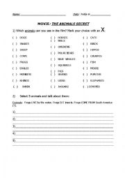 English Worksheet: CARTOON - THE ANIMALS SECRET