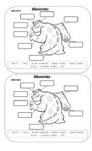 English Worksheet: Monsters: Parts of the body