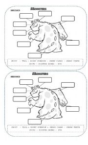 English Worksheet: Monsters: Parts of the body