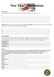 English Worksheet: new years resolutions