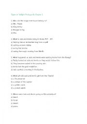 English Worksheet: Tigers at Twilight Prologue & Chapter 1