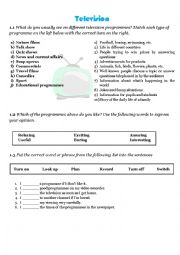 English Worksheet: Television