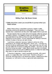 English Worksheet: Creative Writing - My Dream Career