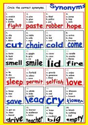 English Worksheet: SYNONYMS # 2