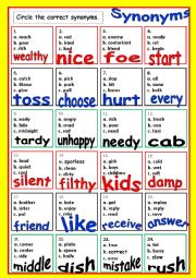 English Worksheet: SYNONYMS # 4