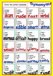 English Worksheet: SYNONYMS # 6