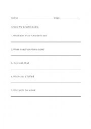 English Worksheet: Reading Activity for Year 3 Unit 4 