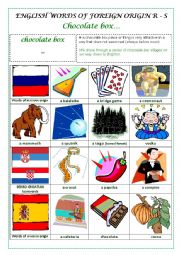 English Worksheet: ENGLISH WORDS OF FOREIGN ORIGIN R - S (RUSSIAN, SERBO-CROATIAN, SPANISH) - a pictionary