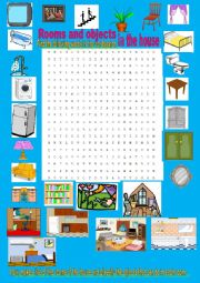 Wordsearch rooms and objects in the house. 