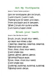 English Worksheet: Teeth songs