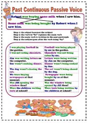 English Worksheet: passive voice past continuous