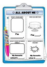 English Worksheet: all about me 