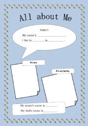 English Worksheet: All about me