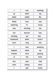 English Worksheet: Jumbled sentences Past simple and continuous