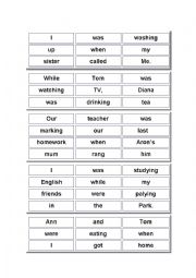 Jumbled sentences Past simple and continuous