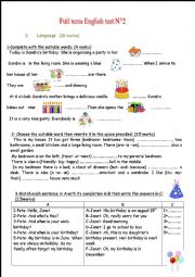 English Worksheet: full term english test 2