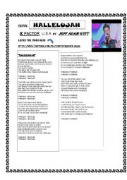 English Worksheet: song hallelujah