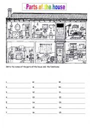 English Worksheet: Parts of the house