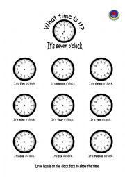 English Worksheet: What time is it?