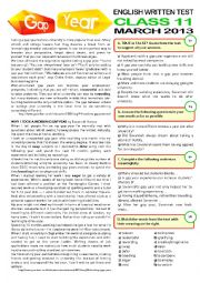 English Worksheet: 2page TEST (11 grade) 