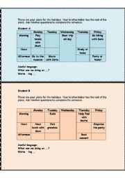 English Worksheet: What are you doing on Tuesday?