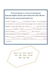 English Worksheet: Present Simple and Continuous