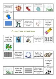 English Worksheet: Clothes and accessories - BOARD GAME