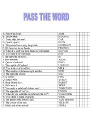 English Worksheet: Pass the word