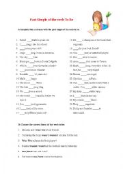 English Worksheet: Past Simple of the verb to Be