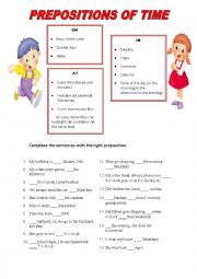 English Worksheet: Prepositions of time