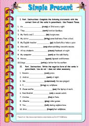 English Worksheet: Simple Present Tense