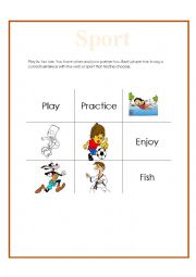 English Worksheet: sports Tic tac toe