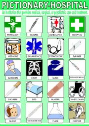 English Worksheet: Hospital Pictionary