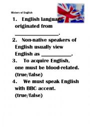 English Worksheet: History of English