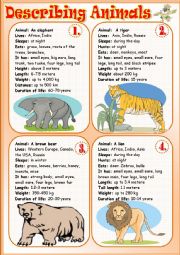 English Worksheet: Describing Animals