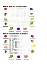 English Worksheet: Wordsearch - Fruit