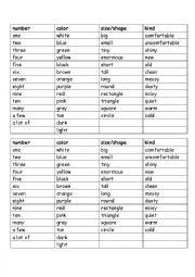 Adjectives to Describe Items in House