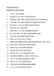 English Worksheet: final test level 1