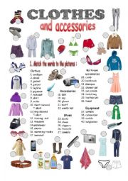 English Worksheet: Clothes and accessories 1