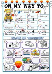 English Worksheet: On My Way to...- Means of transport