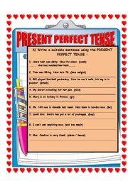 Present Perfect Tense Worksheet